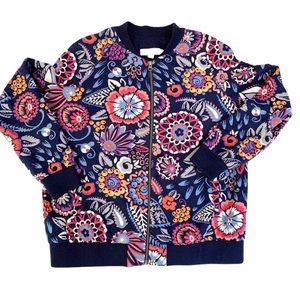Boden Sophia Blue Floral Quilted Bomber Jacket
